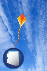 arizona map icon and flying a kite