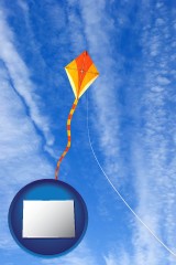 colorado map icon and flying a kite