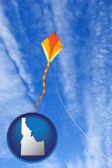 idaho map icon and flying a kite