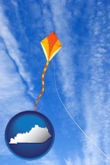 kentucky map icon and flying a kite