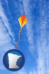 minnesota map icon and flying a kite