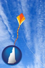 new-hampshire map icon and flying a kite