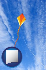 new-mexico map icon and flying a kite
