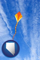 nevada map icon and flying a kite