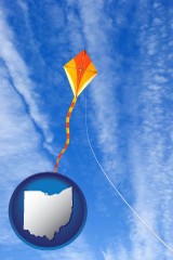 ohio map icon and flying a kite