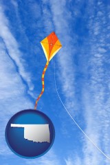 oklahoma map icon and flying a kite