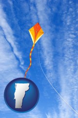 vermont map icon and flying a kite