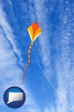flying a kite - with Connecticut icon