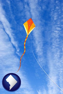 flying a kite - with Washington, DC icon