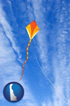 flying a kite - with Delaware icon