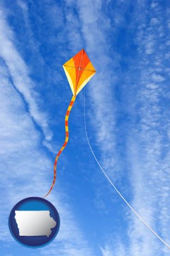 flying a kite - with Iowa icon