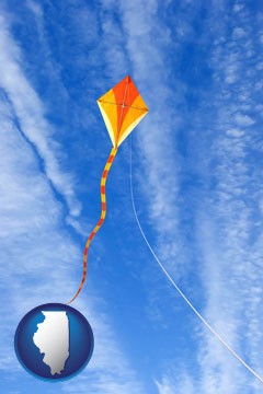 flying a kite - with Illinois icon
