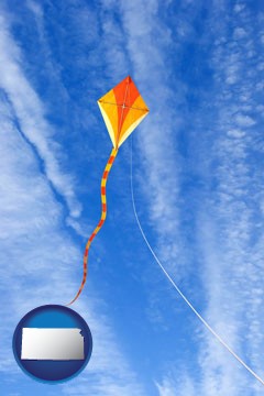 flying a kite - with Kansas icon