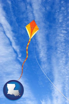 flying a kite - with Louisiana icon