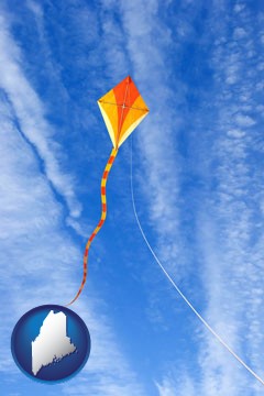 flying a kite - with Maine icon
