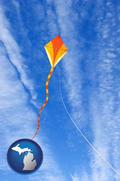 flying a kite - with Michigan icon