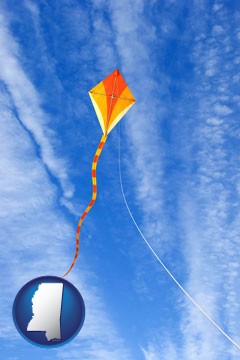 flying a kite - with Mississippi icon