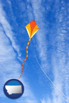 flying a kite - with Montana icon