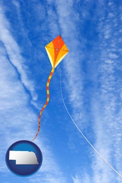 flying a kite - with Nebraska icon