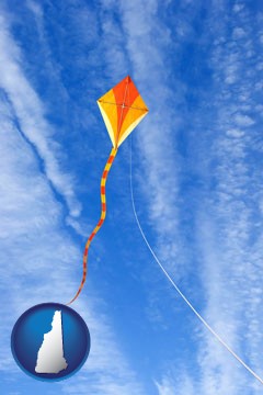 flying a kite - with New Hampshire icon