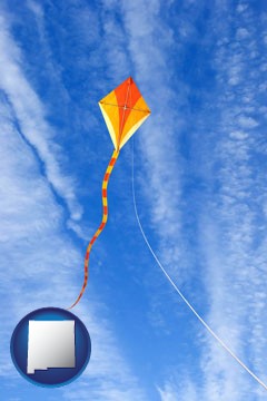 flying a kite - with New Mexico icon