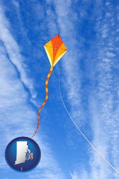 flying a kite - with Rhode Island icon