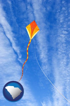 flying a kite - with South Carolina icon