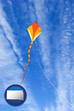 flying a kite - with South Dakota icon