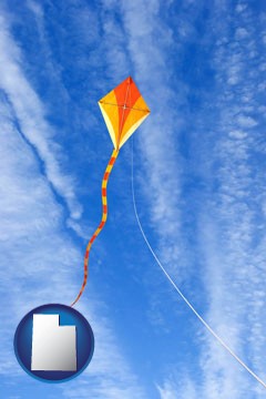 flying a kite - with Utah icon