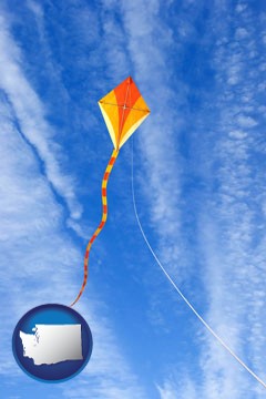 flying a kite - with Washington icon