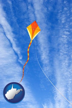 flying a kite - with West Virginia icon