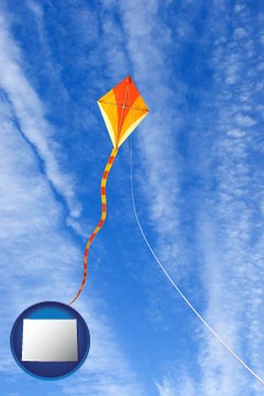 flying a kite - with Wyoming icon